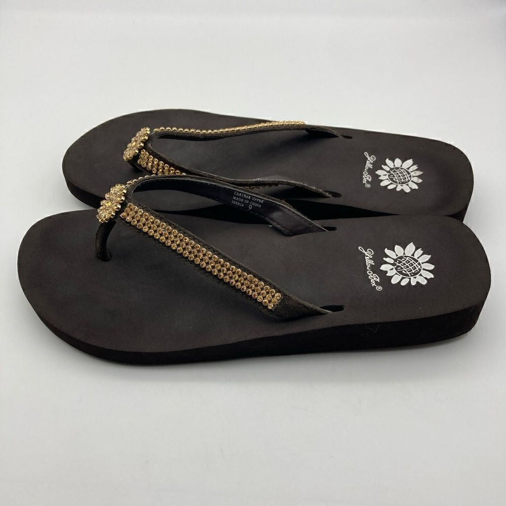 Yellow Box Iberia Leather Upper Brown Sandals Size 9 - Picture 3 of 11